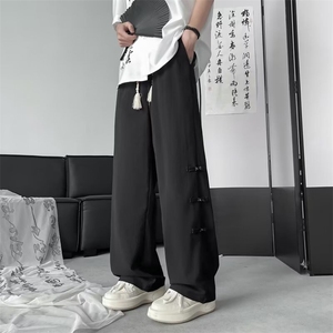 新中式风盘扣裤子男款春夏潮牌宽松阔腿休闲长裤子K551-P35图片