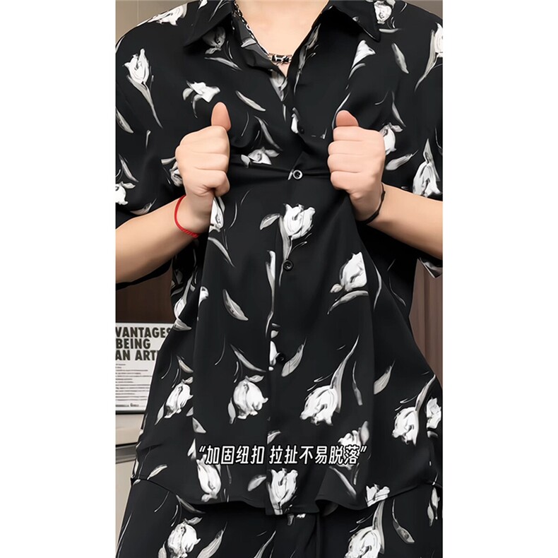 短袖衬衫男+短裤男潮流休闲套装男M-5XL大码TZ78712P50控98模特图,男装牛仔裤,星座226-1