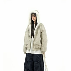 现货美式复古大理石座山雕连帽棉服男女宽松保暖外套LJ955-P135，男装棉衣，星座1008