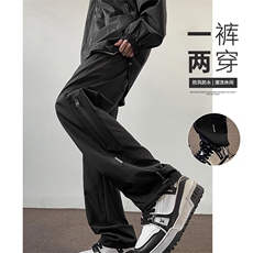 防水冲锋裤C2346-TP35控价48宽松春季新品防风时尚腰带束脚裤子，男装休闲裤，电商A102-1