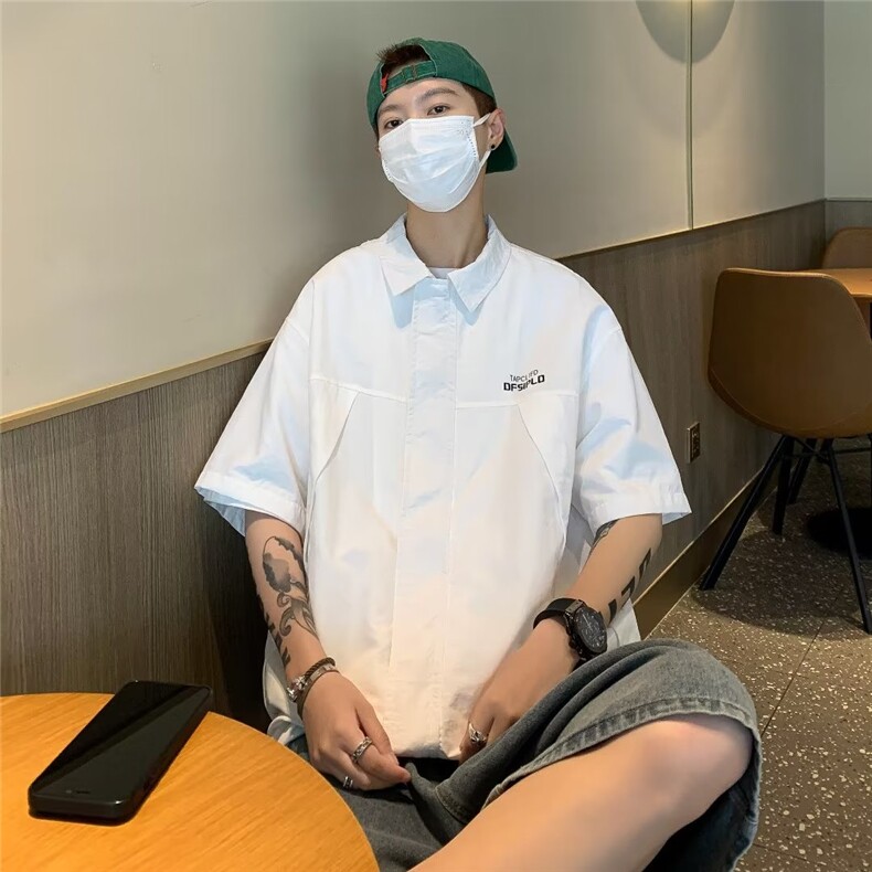 百搭标准男气质潮慵懒新款春季短袖ins衬衫C4507P35图片
