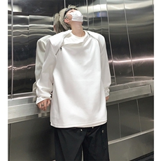 小众拉链设计感oversize卫衣男高级感解析垫肩上衣潮-WY2412-P68，男装卫衣，电商B289