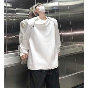 小众拉链设计感oversize卫衣男高级感解析垫肩上衣潮-WY2412-P68图片