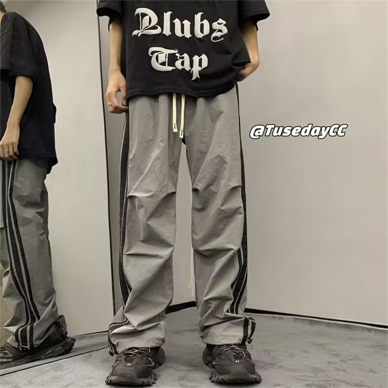 美式裤脚拉链运动裤男秋季高级感直筒裤子潮牌垂感休闲,男装休闲裤,星座218-1（原230）