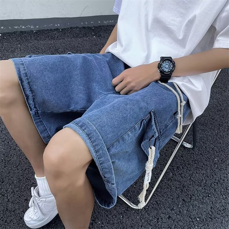 青春流行ins男原宿美式vibe裤子直筒水洗拉链牛仔裤潮A105P40图片