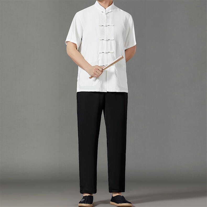 2026夏季薄款高端风冰丝短袖衬衫套装唐装汉服 HL23811-P120图片