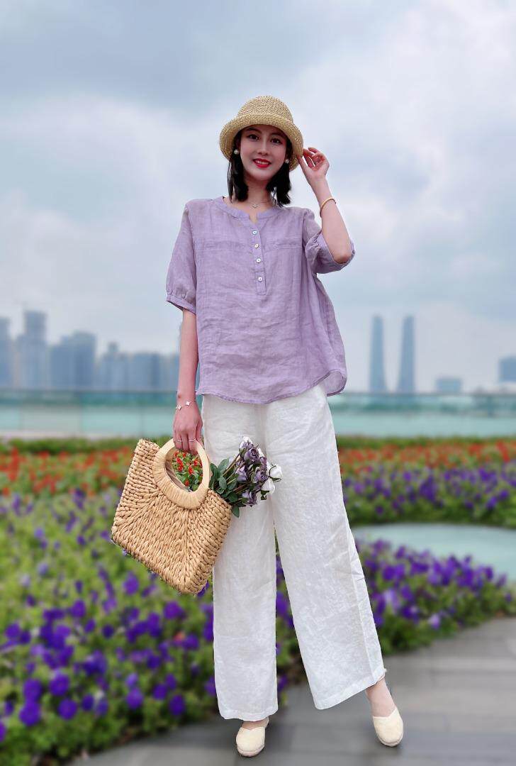 纯苎连衣裙小衫裤子裙子衬衣 时尚风 风淑女风休闲风，女装连衣裙，川哲