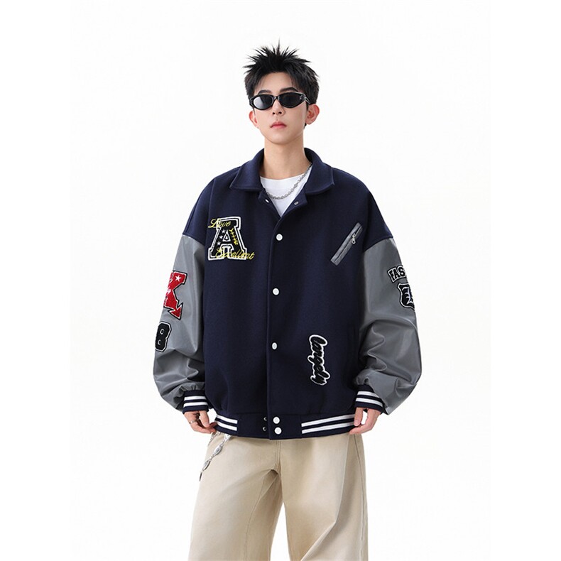 重磅毛巾绣撞色翻领夹克棒球服WT2559-P90-控158,男装夹克,星座609