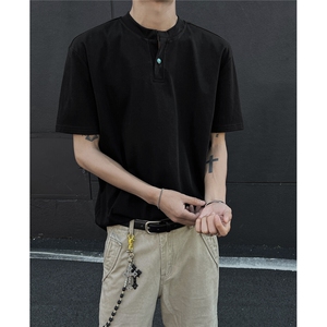 简约风纯色V领百搭T恤男  1211-P35图片