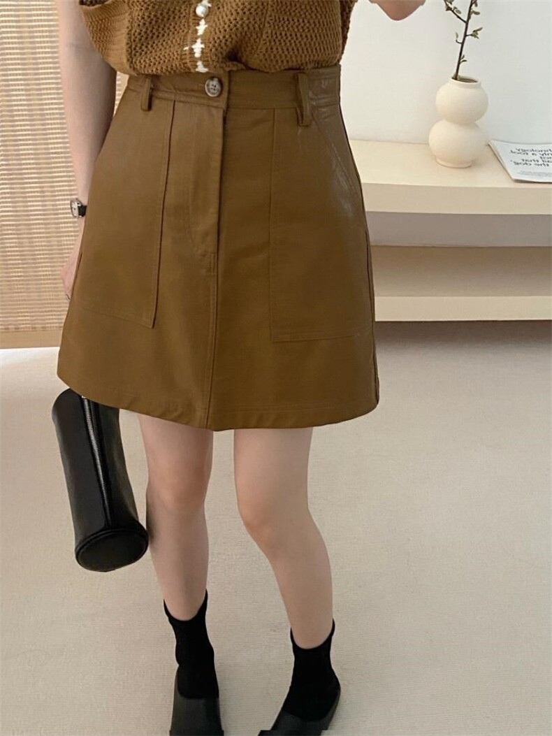 ww9水洗皮半裙，s-L,女装半身裙,WW9