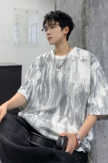 T217/特P30新品夏季扎染短袖T恤男女潮牌泼墨重磅t恤宽松大码上衣，男装T恤，电商基地A050