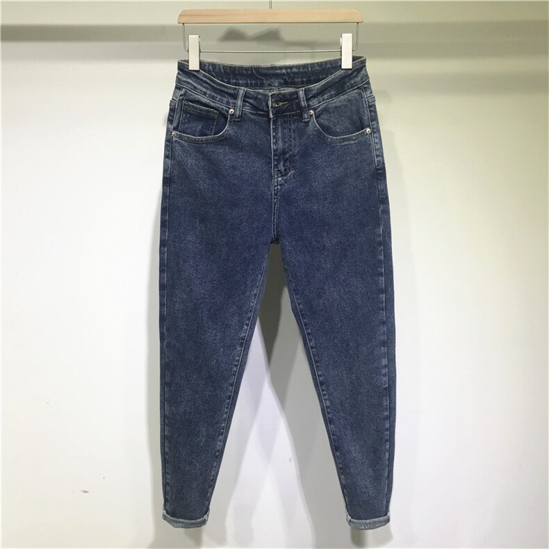秋季新品 深蓝色弹力做旧修身小脚牛仔裤男铅笔裤6032-P85 长期款图片