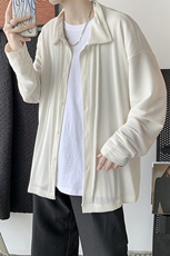 秋装新款港风纯色宽松长袖衬衫情侣薄款衬衣学生外套潮H208/P55，男装衬衫，钱塘713
