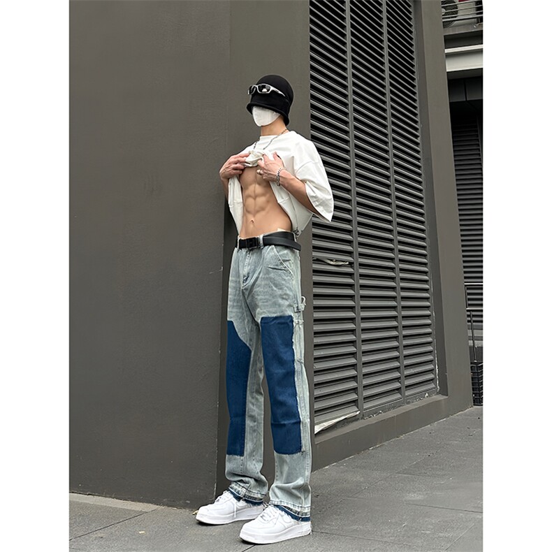 B221 美式ins高街小众暗黑做旧修身小脚牛仔裤 LK22078-P65 控88图片