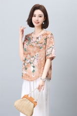 杭州大牌真丝妈妈t恤女士2024新款夏洋气中年重磅桑蚕丝衬衫上衣，女装套装/套裙，凝聚力