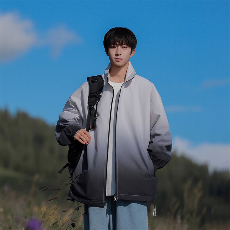 外景宽松两面穿夹克男渐变立领上衣外套DSA157B-JK7906-P68,男装夹克,电商A157B