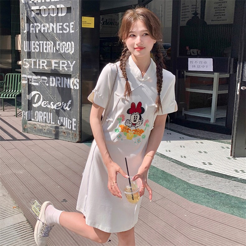 现货新中式现绣改良旗袍连衣裙2C081-T102P115K165,女装连衣裙,2C081