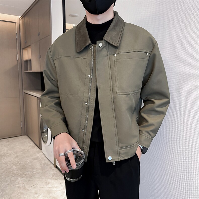 社会小伙高端短款宽松韩版大衣外套风衣夹克男A236-FY8019-P125,男装夹克,电商A236