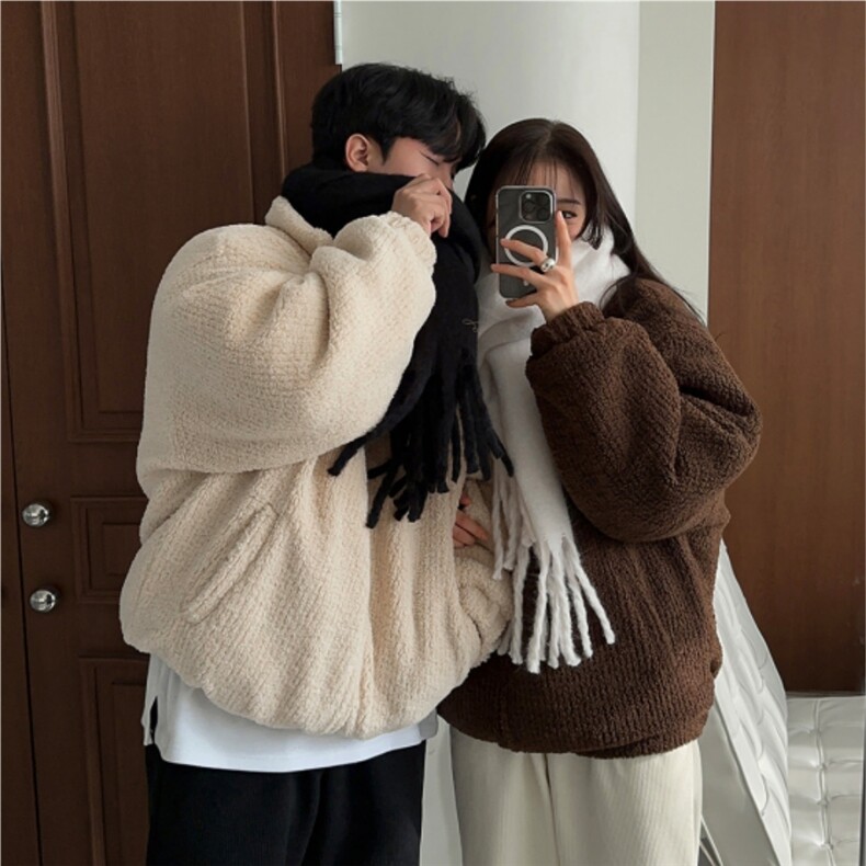 翻领灯芯绒宽松棉服男士秋季新款重工加厚高克重毛绒短款夹克外套图片