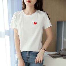 夏季冰丝丝光棉短袖女宽松休闲百搭上衣新款透气吸汗显瘦ins潮，女装T恤，元素羊绒