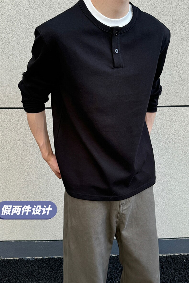 [网图慎用]秋季新款宽松长袖T恤美式复古假两件卫衣男TX238-特P32,男装T恤,电商C213(原B265)