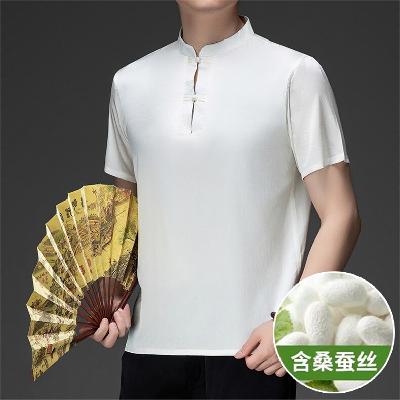 GBN833-6夏季风唐装纯香云纱短袖爸爸装套装,男装休闲套装,电商B360