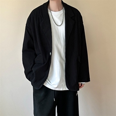 现货-春季新品潮牌设计感西装外套宽松痞帅休闲西服-AZ2430-P95，男装西服，电商A351