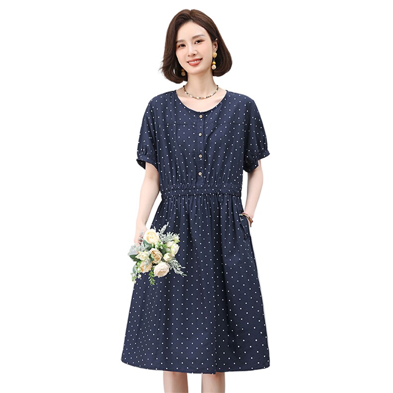 女士纯棉连衣裙2025新款今年流行爆款夏季超好看波点a字碎花裙子,女装连衣裙,叶笙衣