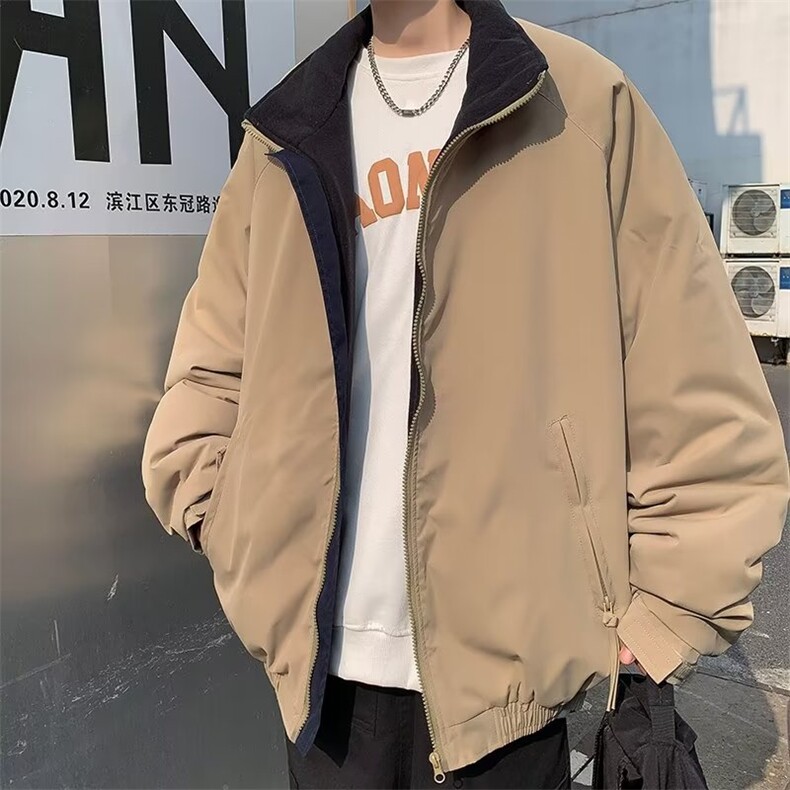 工装棉服男冬季日系复古潮流宽松棉衣外套潮牌拼接棉袄W4143-P82,男装棉衣,星座412-3