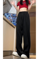 夏季冰丝魔术贴直筒垂感休闲西装裤A331特P40控68，男装西服套装，电商A309
