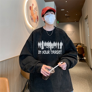 已注册港风供抖音直播得物高品质麂皮绒宽松男卫衣W3507P38图片