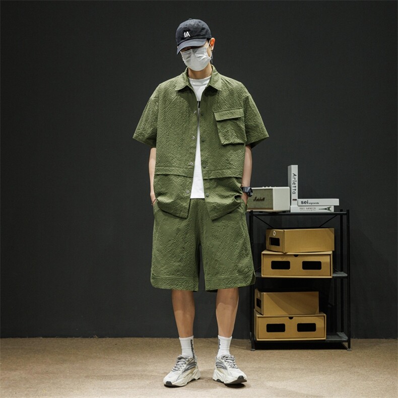 短袖衬衫男新款夏季薄款透气搭配一套短裤宽松翻领衬衣TZ073-P80,男装牛仔裤,星座308B-2