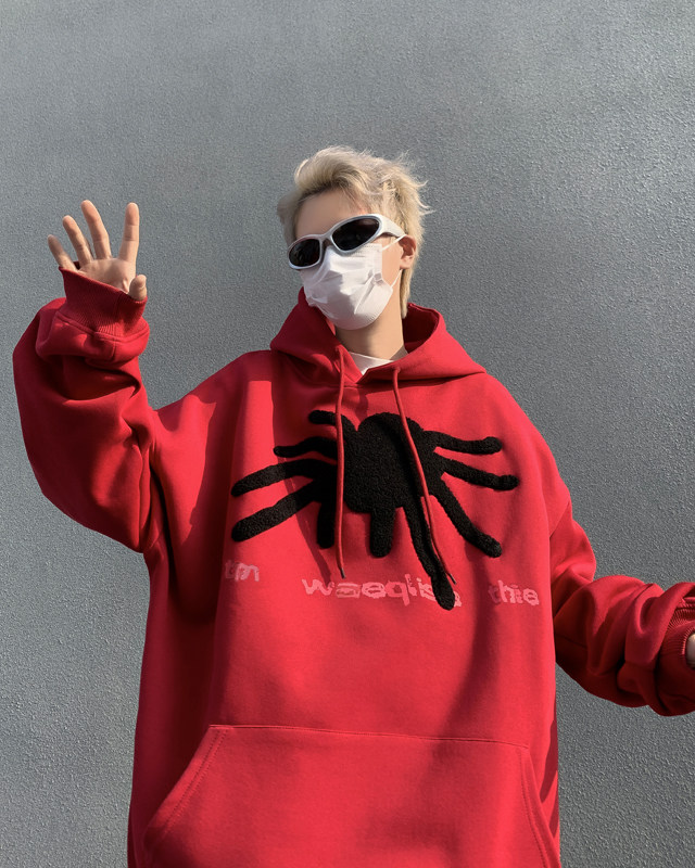 美式潮牌宽松设计感上衣2024春季高街复古连帽卫衣男W8086-P42,男装卫衣,星座512-4