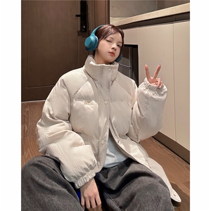 EQ355 灯芯绒字母条棉衣外套男女学生冬季加厚面包服2024新款棉服图片