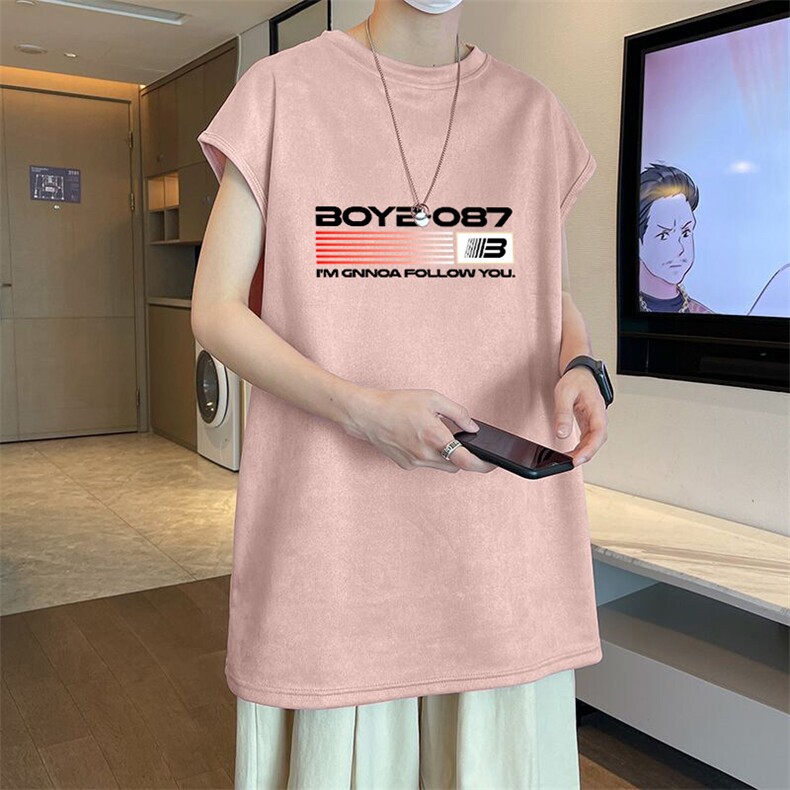 可设48小时发货支持抖音得物来样二开240克重磅美式麂皮绒背心t恤，男装背心/马甲，电商A486