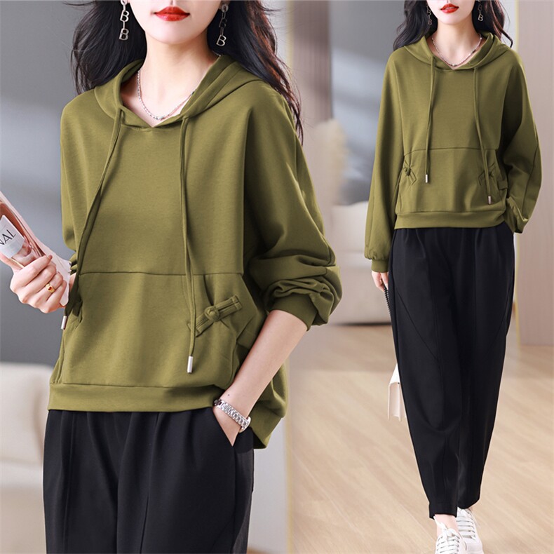 休闲运动套装女2025春装新款韩版时尚连帽洋气宽松显瘦卫衣两件套，女装套装/套裙，璐依舞