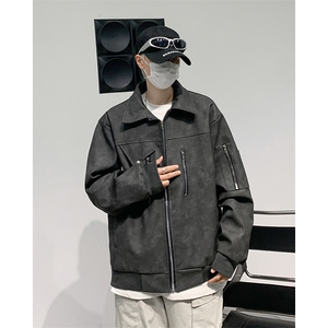 韩式男装高级感外套短款潮牌美式皮衣夹克痞帅机车服春秋图片