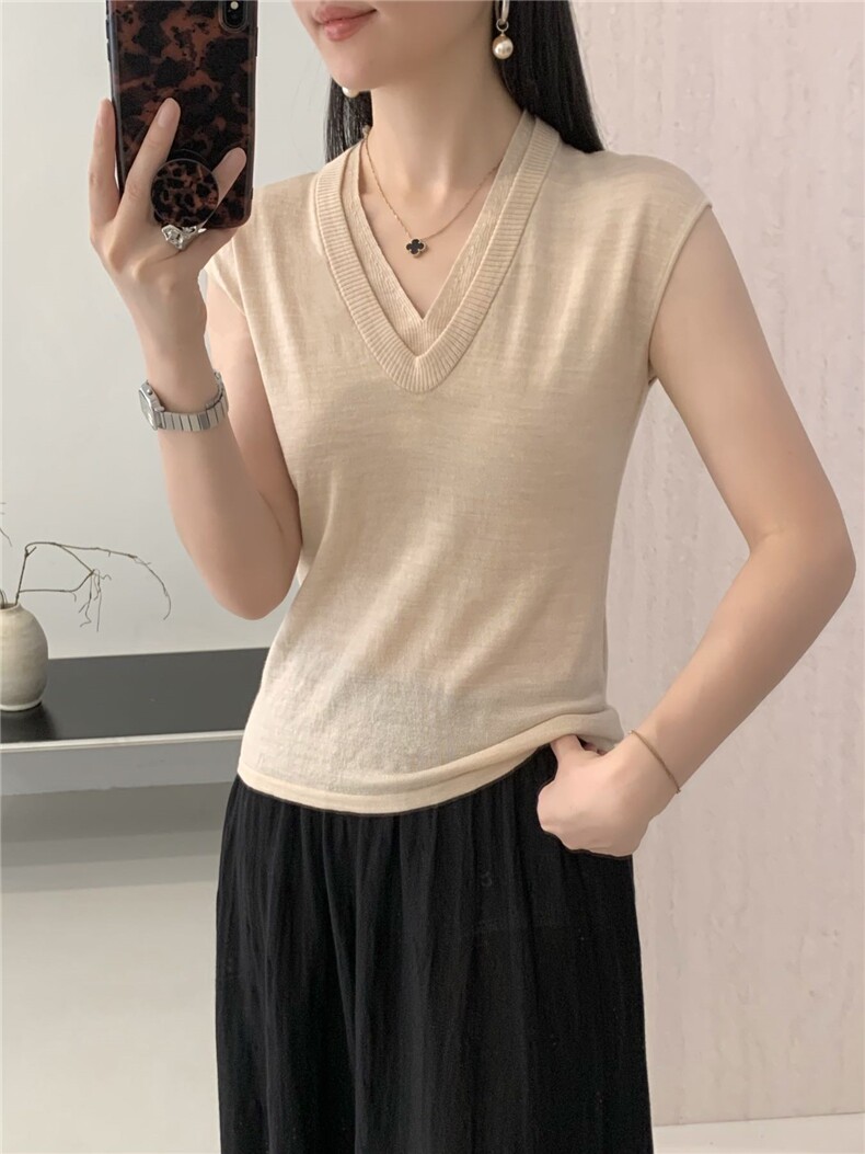 2025百搭时尚假两件背心百搭，女装背心吊带，巧奈羊绒