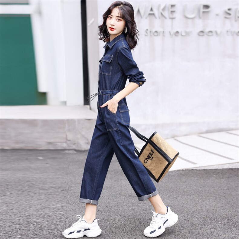 牛仔连体裤女春季2025年新款显瘦时尚连身裤网红工装连衣裤,女装连体裤,E百度