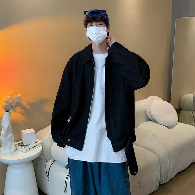 机车风外套男秋季潮牌痞帅潮流高街嘻哈宽松慵懒bf风衣夹克WK32,男装夹克,星座1116A-1（原606A）