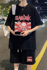 ！定制面料！2024夏季新款华夫格短袖套装情侣一套HTZ67P50，男装T恤，电商B220
