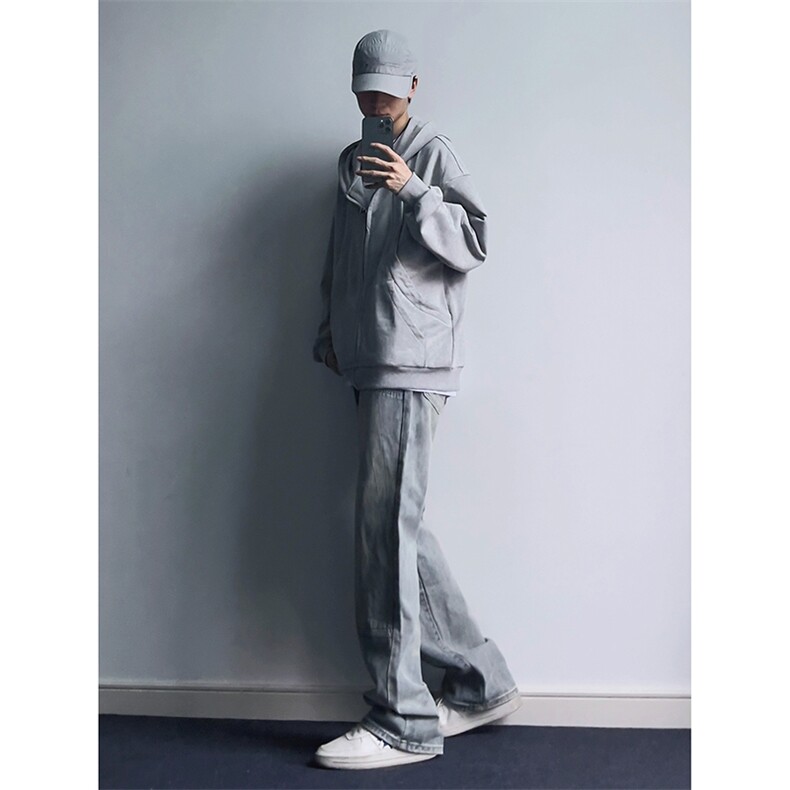 B221美式ins高街暗黑小众铆钉伐木裤牛仔裤LK23145-P65控88,男装牛仔裤,电商B221