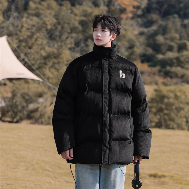 字母刺绣灯芯绒麻花条冬季纯色棉衣棉服外套男XMY2312-P115控158,男装棉衣,电商B370