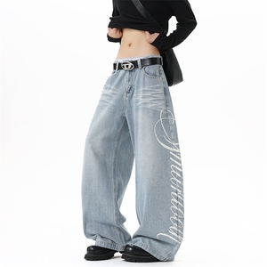 【现货】XZ1218(原611-3) BK7050 特价P48 美式复古印花牛仔裤图片