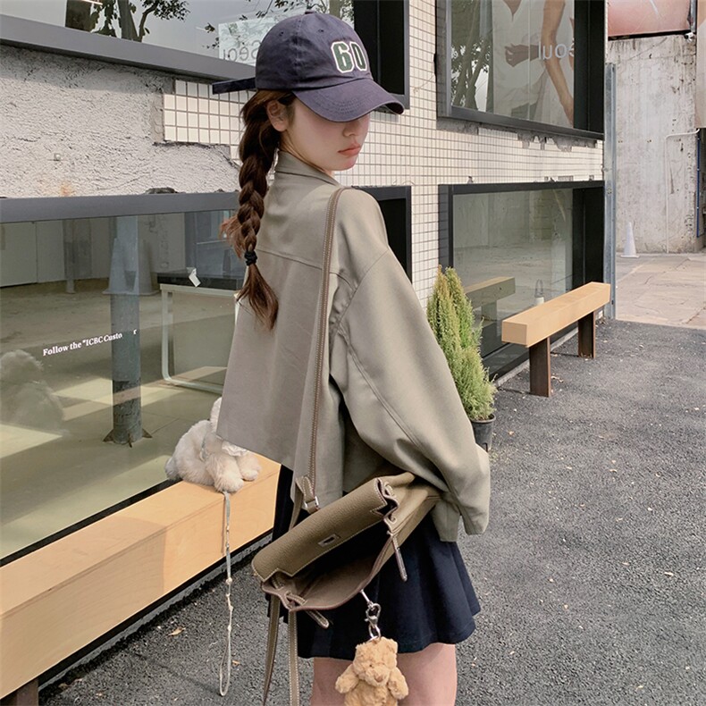 韩版时尚设计感短款风衣外套女2025春秋新款法式宽松显瘦立领上衣,女装短外套,2C272