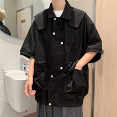 短袖衬衫男女夏季潮牌美式复古上衣设计感小众半袖衬衣S1275-P50，男装T恤，星座1008-1