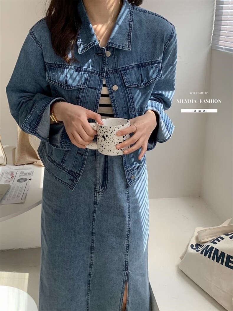 2新款韩范POLO领经典短款牛仔外套+显瘦牛仔直筒,女装其它,香丽迪1