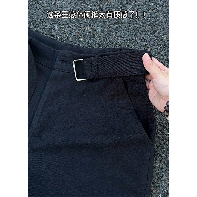 冬装裤子美式简约复古呢料直筒休闲裤男百搭弯刀长裤K3671-特P45图片