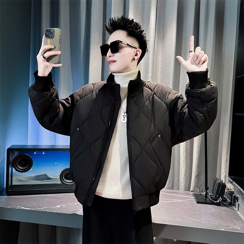 冬季新款男士立领棉衣男潮流简约菱格棉服外套MY8602-P148，男装棉衣，电商A368
