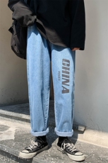 NK44001-P38直筒牛仔裤男士大码宽松九分裤男休闲长裤子男，男装休闲裤，电商A040